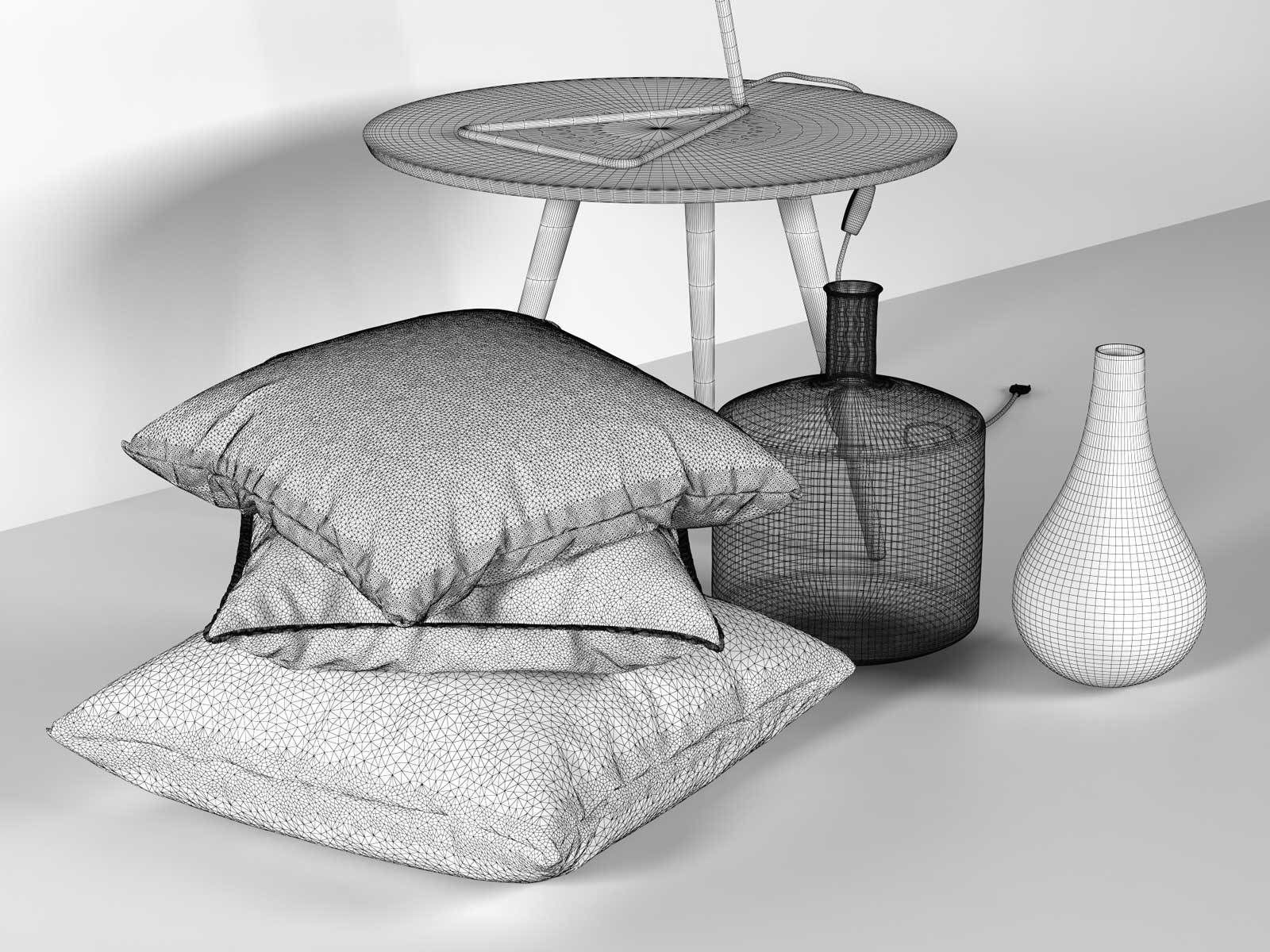 Composition of Decor Pillows and Lamp 3D model_5