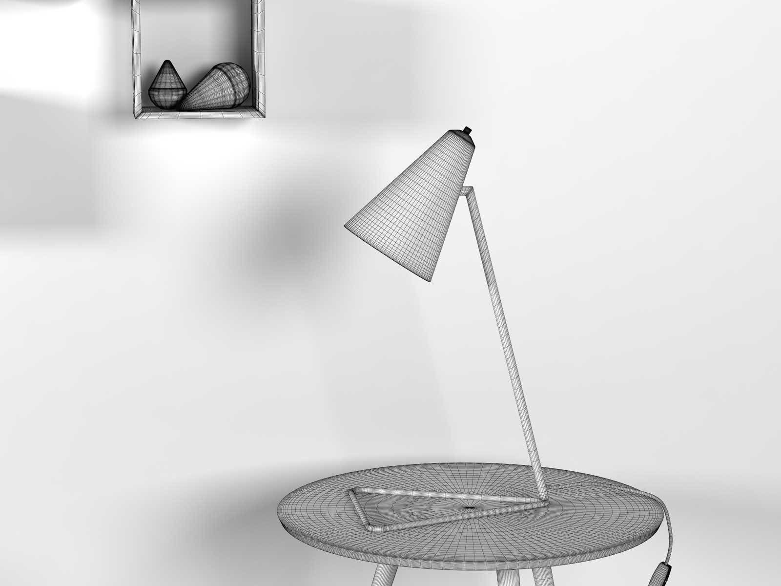 Composition of Decor Pillows and Lamp 3D model_4