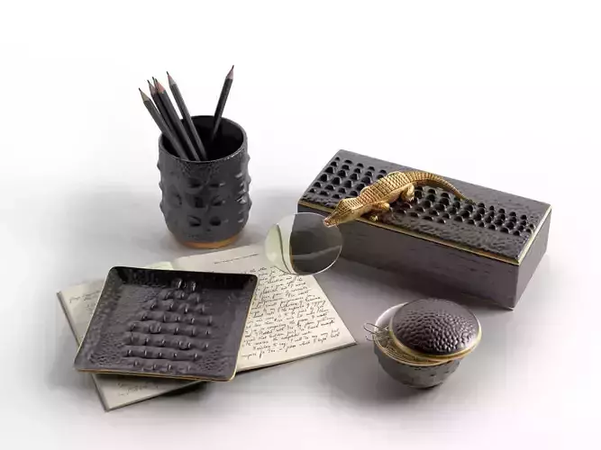 Crocodile Collection Diary Boxes and Cup with Pencils
