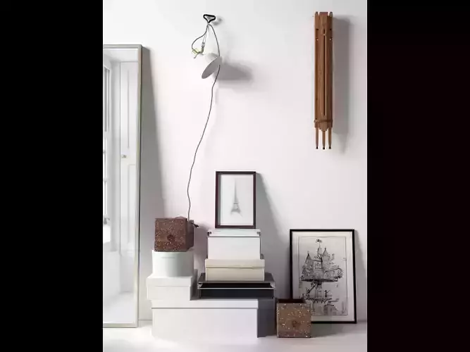 Composition Boxes Pictures and Lamp