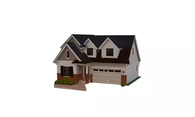 Low Poly Suburban House Family Home Exterior Building Model