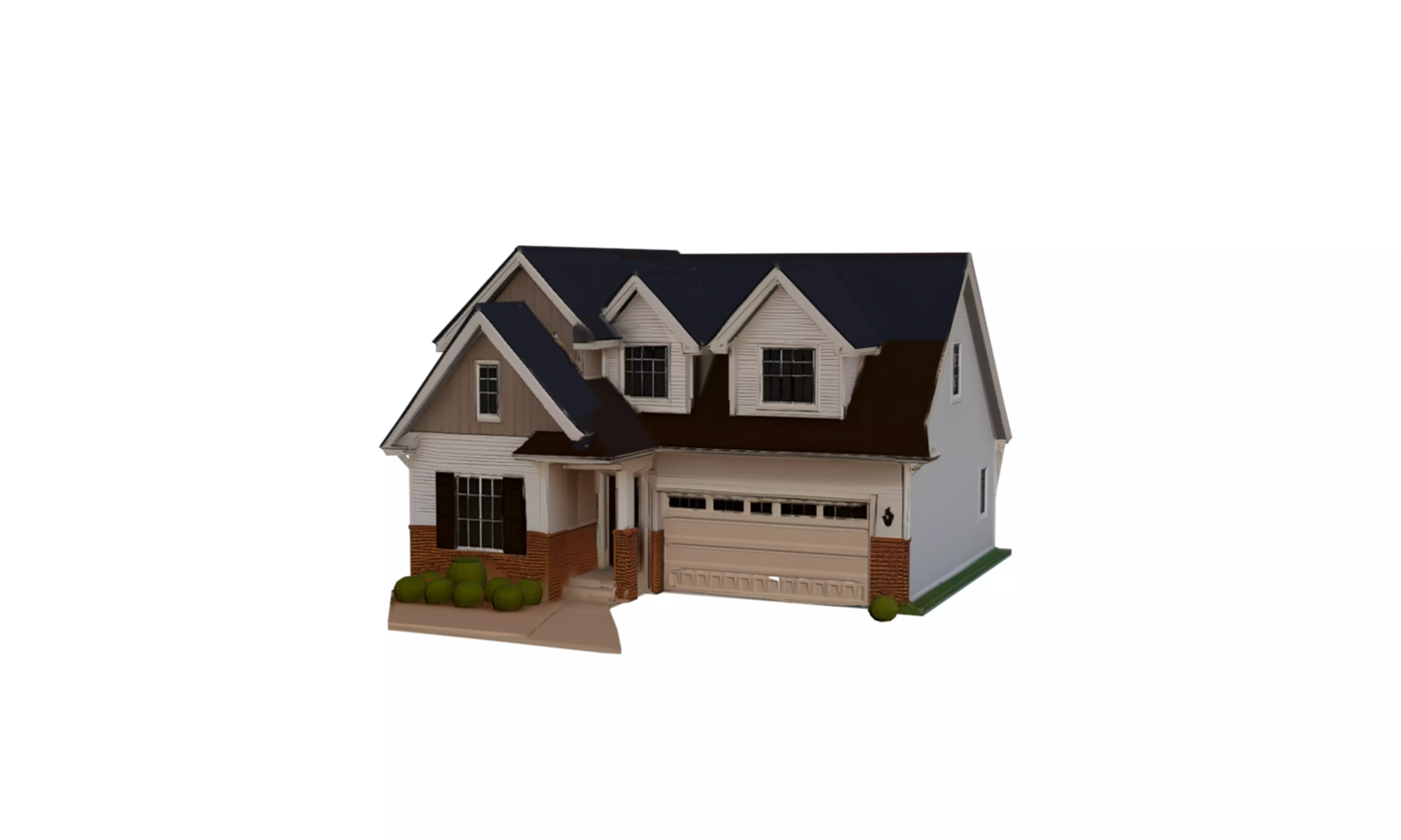 Low Poly Suburban House Family Home Exterior Building Model Low-poly 3D model