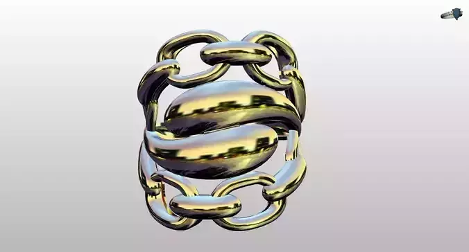Modern Twisted Chain Link Gold Ring