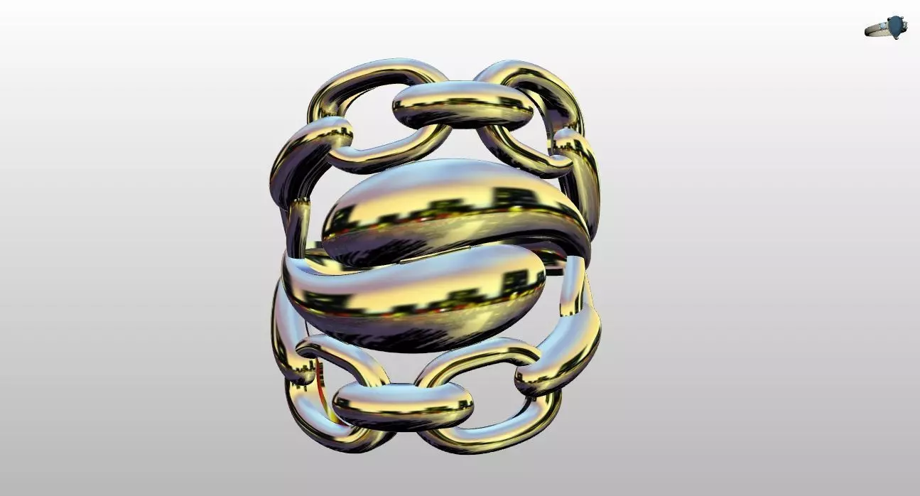 Modern Twisted Chain Link Gold Ring 3D print model