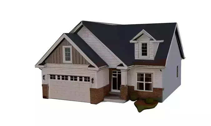 Low Poly Modern Suburban Family Home Residential Model