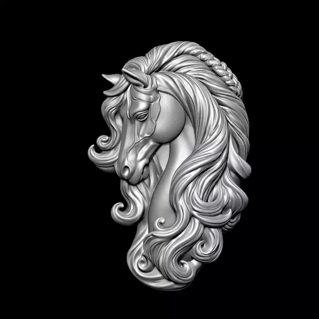 digital 3D model of a horse head relief sculpture 3D print model