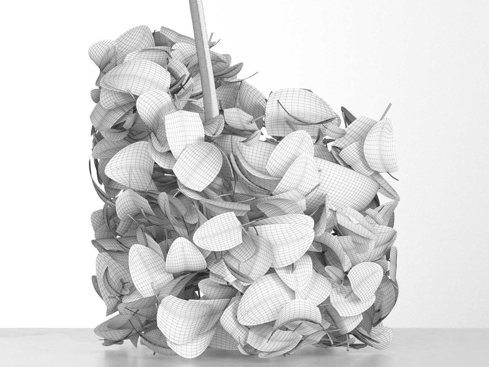 Bottle Vases with Branches and Orange Slices 3D model_3