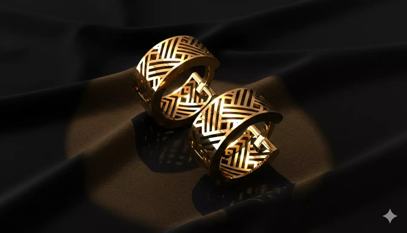 The Geometric Eclipse Earrings jewelry 3D model - for Her 3D print model