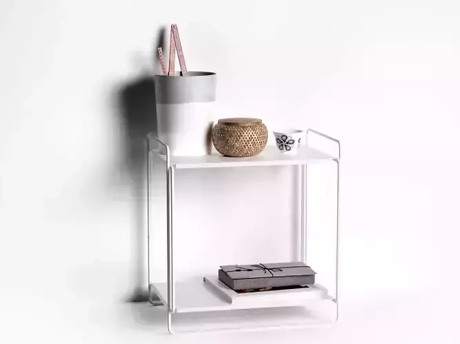 Bucket with Rulers Wicker Basket Cup Book on Table 3D model
