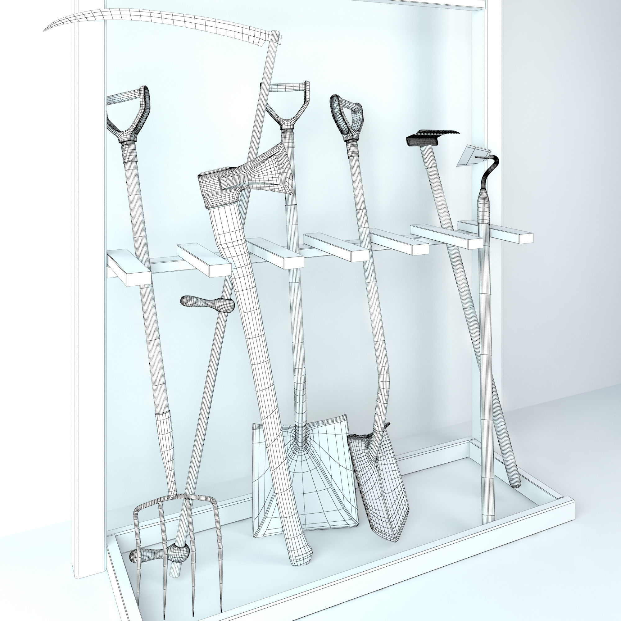 Garden tools set lowpoly Low-poly 3D model_2