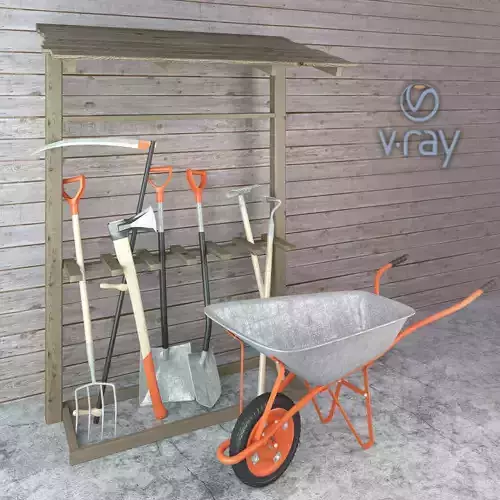 Garden tools set lowpoly Low-poly 3D model