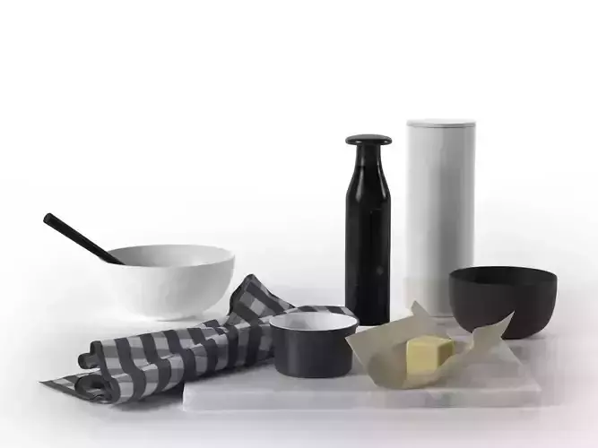 Bowls Bottles Napkin Butter and Marble Tray