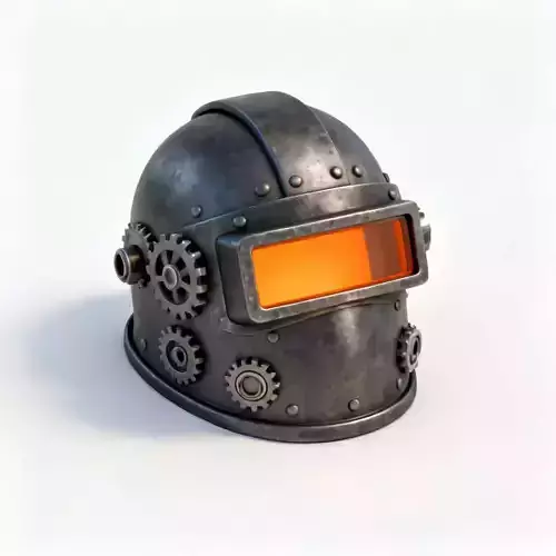 Stylized Steampunk Engineer Helmet 3D Model