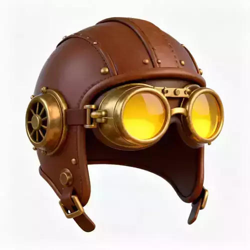 Stylized Steampunk Aviator Helmet 3D Model