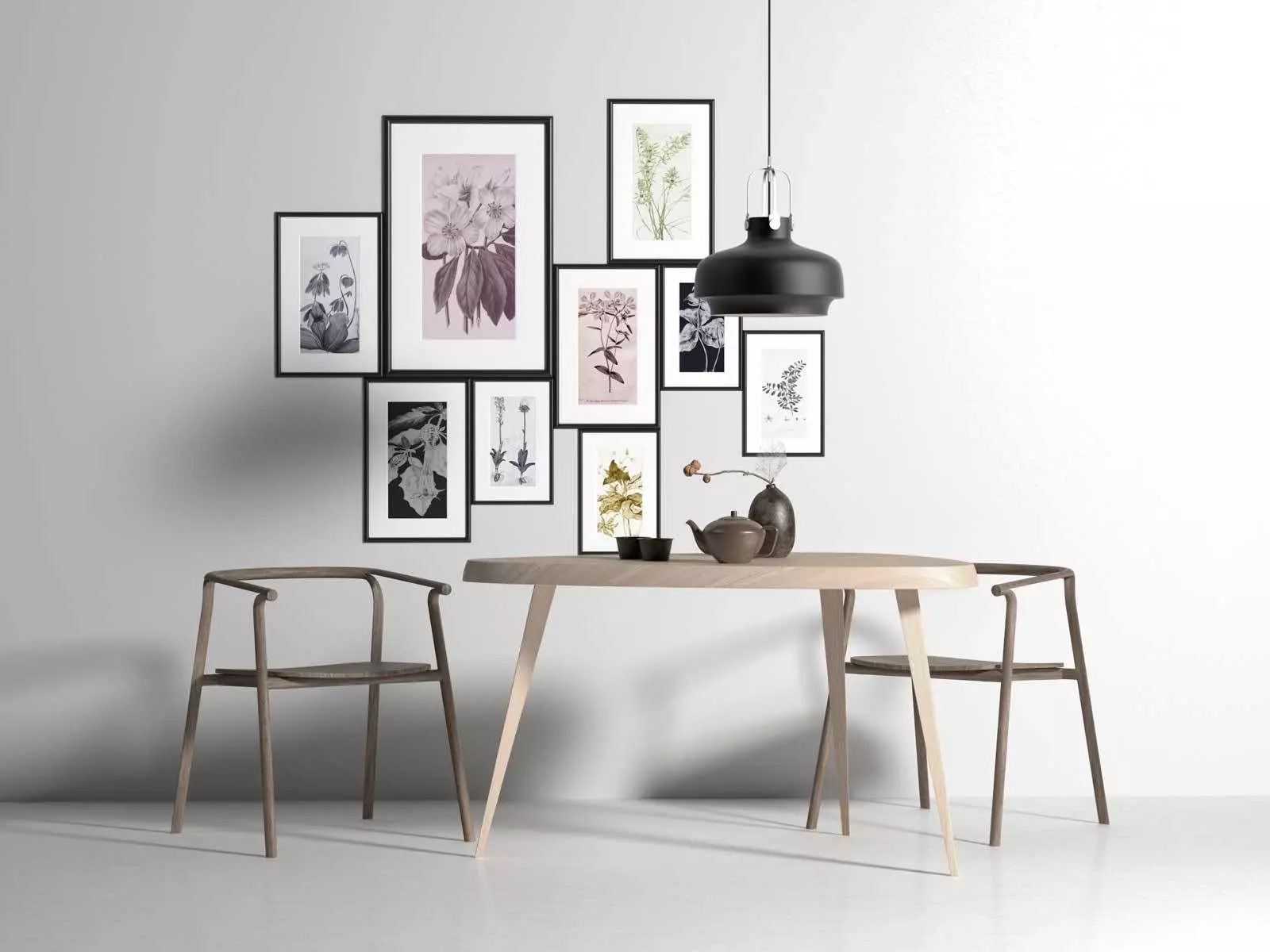 BeInspiration 2 modern dining room with wooden table and chairs 3D model_0