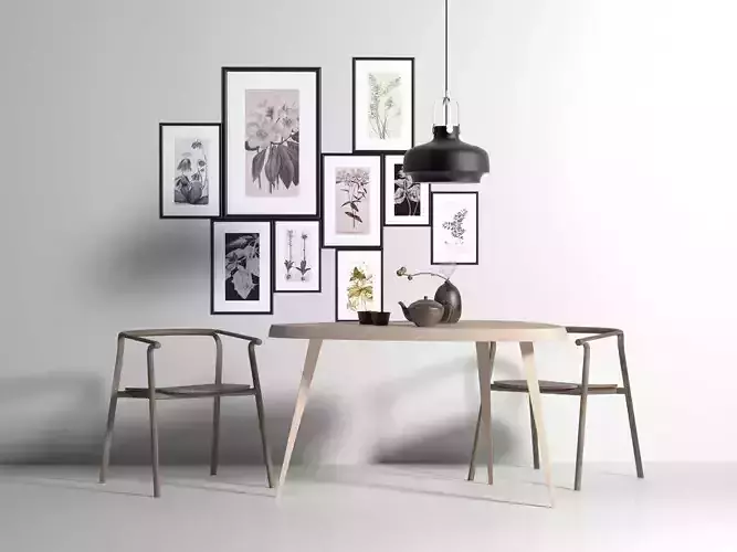 BeInspiration 2 modern dining room with wooden table and chairs