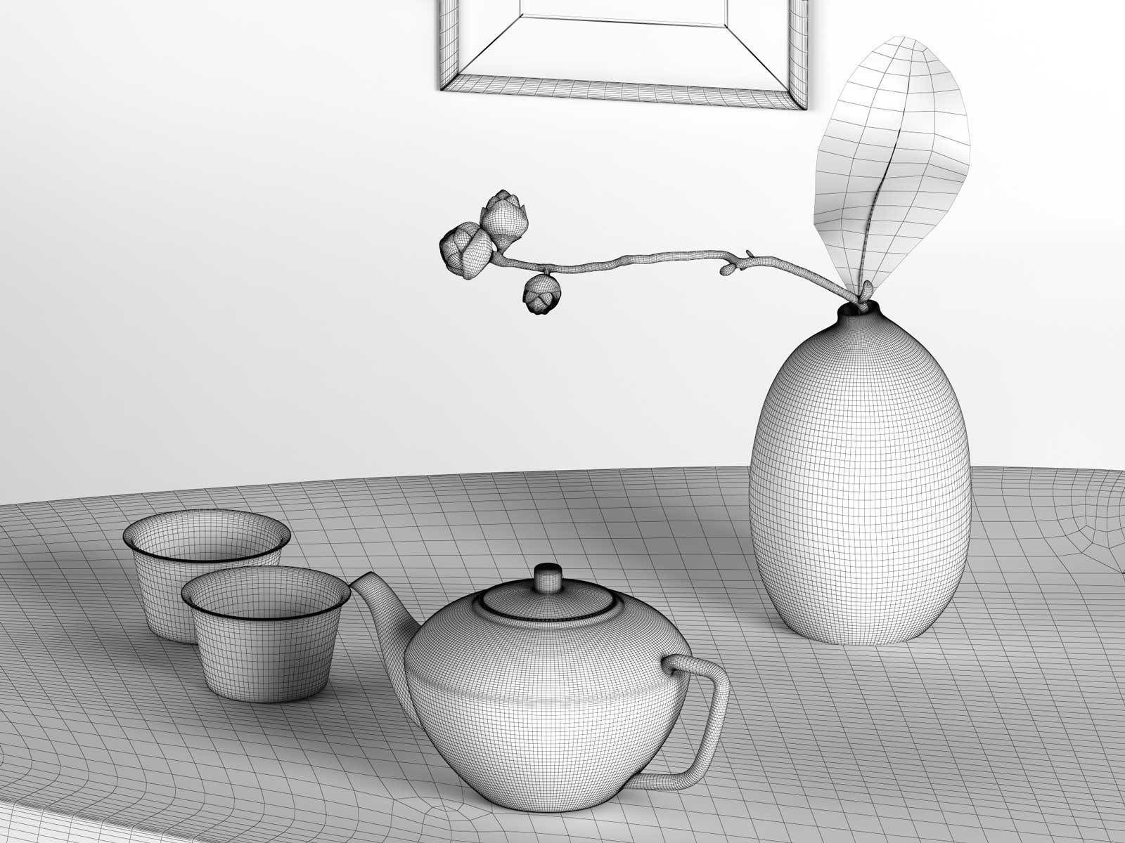 BeInspiration 2 modern dining room with wooden table and chairs 3D model_4