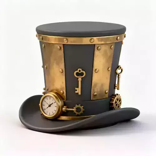 Stylized Steampunk Top Hat 3D Model