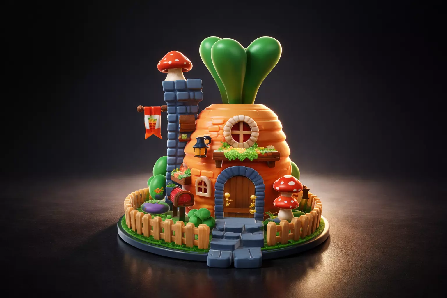 Cute Carrot Easter Egg House Whimsical Bunny Cottage 3D print model
