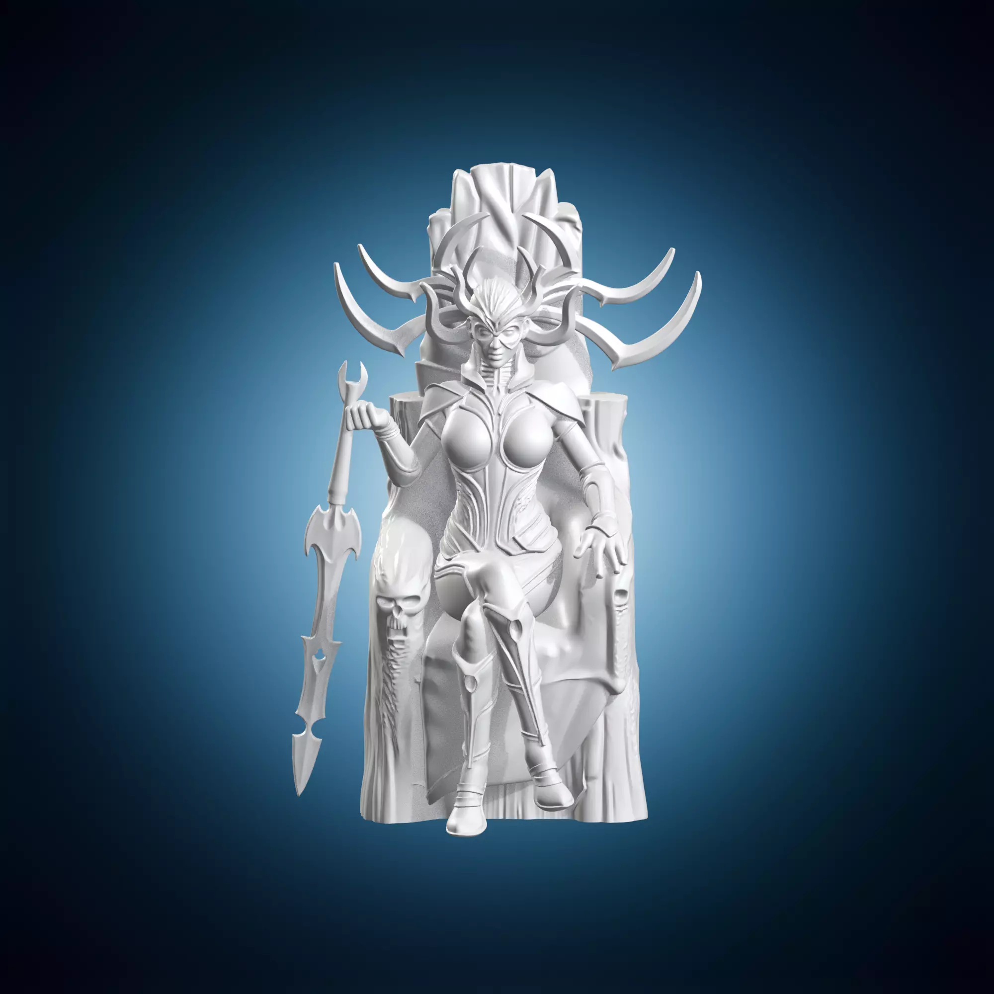 Dark Queen on Throne Miniature Figure 3D print model