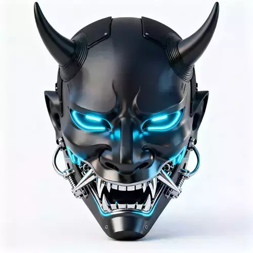 Cyberpunk Oni Half Mask 3D Model 3D Model