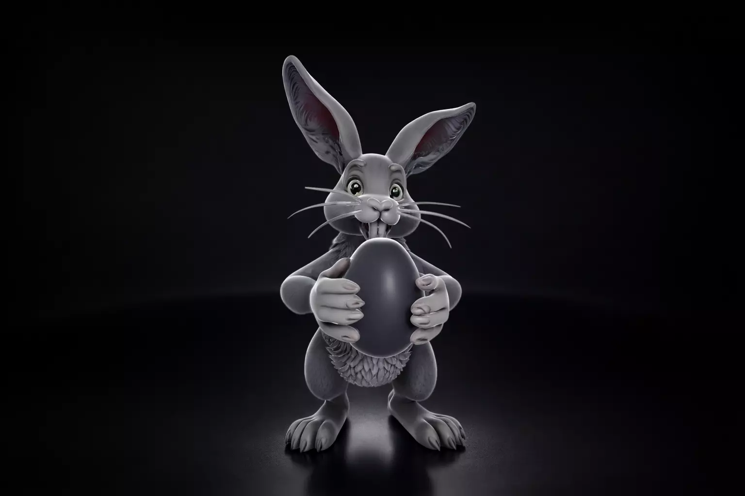Cute Easter Bunny Holding Egg Easter Decoration Adorable Rabbit 3D print model