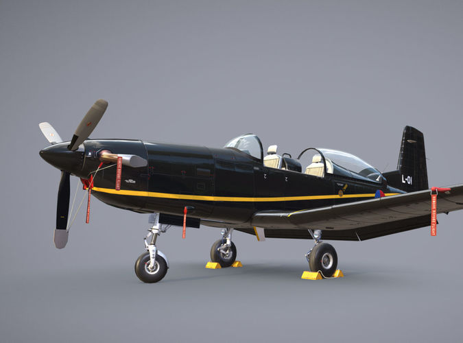 Pilatus PC-7 Mk-I HLBlack Low-poly 3D model