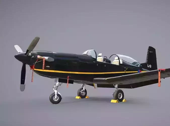 Pilatus PC-7 Mk-I HLBlack Low-poly 3D model
