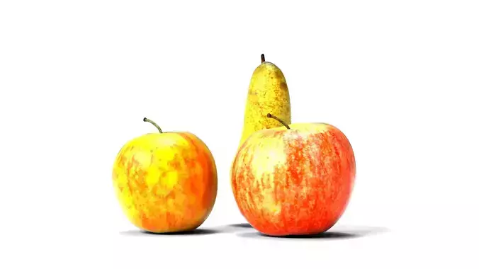 Realistic Apples and Pears High Quality Fruit Asset Pack 3D model 2