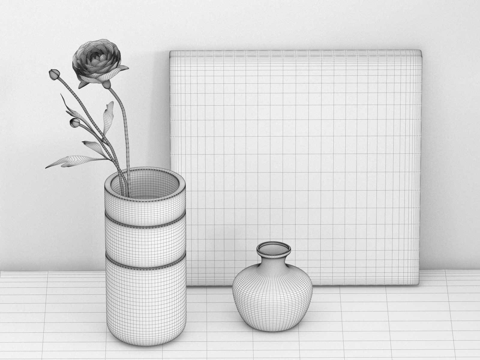 BeInspiration 6 ladder shelf with books and radio 3D model_11