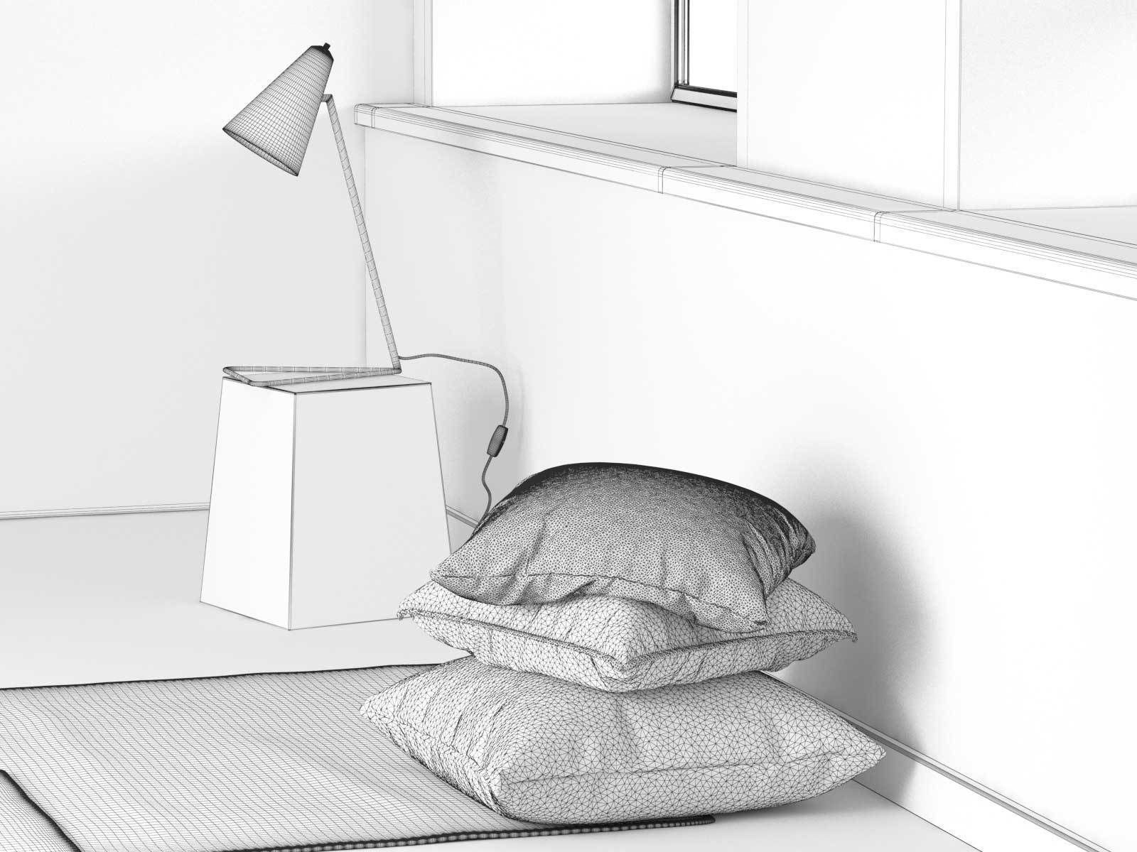 BeInspiration 6 ladder shelf with books and radio 3D model_10