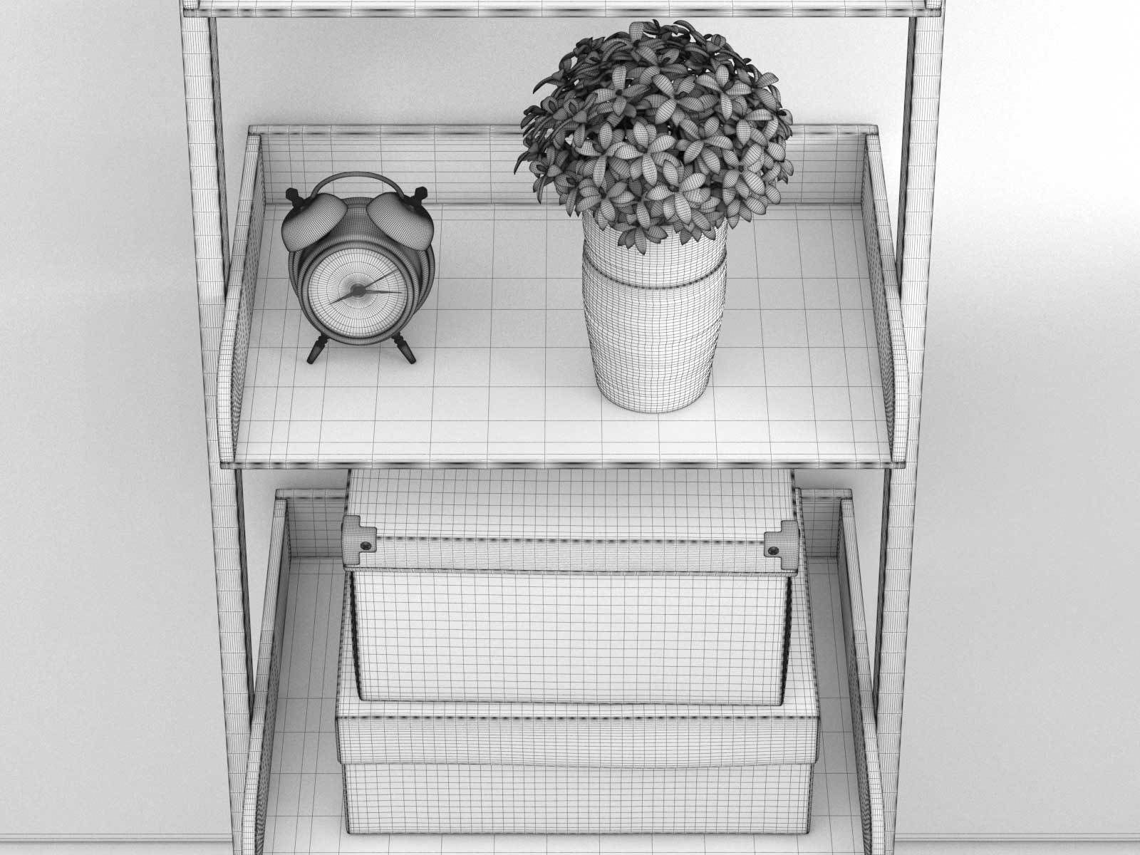 BeInspiration 6 ladder shelf with books and radio 3D model_14