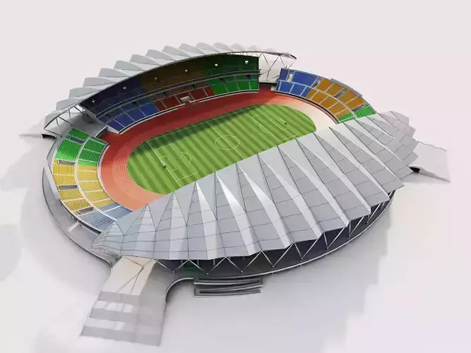 Modern Soccer Stadium with Track 3D Model Low-poly 3D model