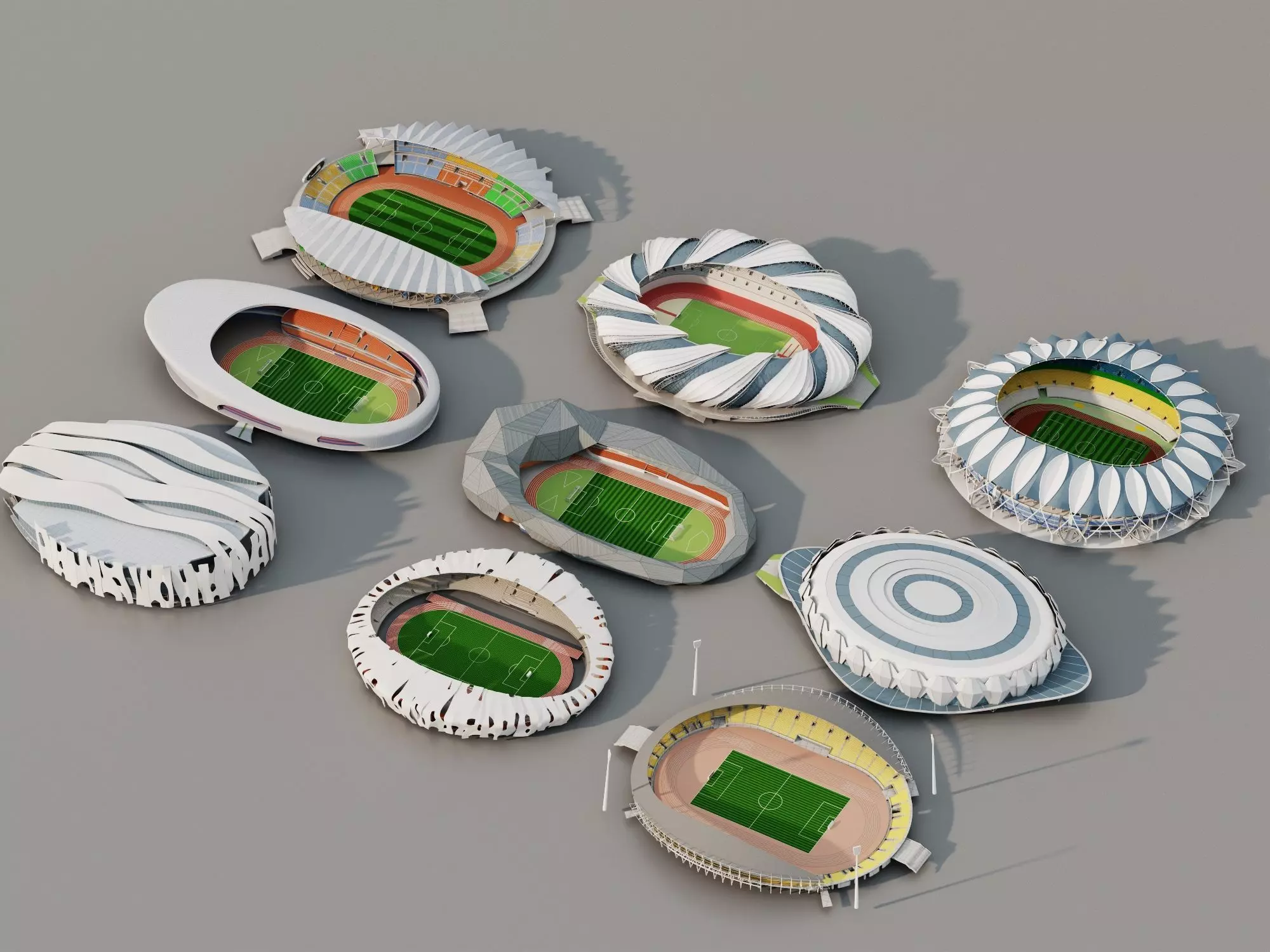 Modern Soccer Stadiums Collection 3D Model Pack Low-poly 3D model