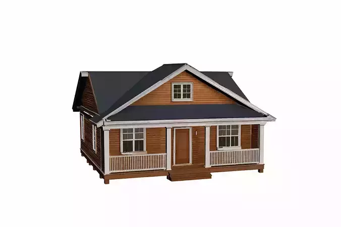 Low Poly Suburban Modern Family House Residential Model