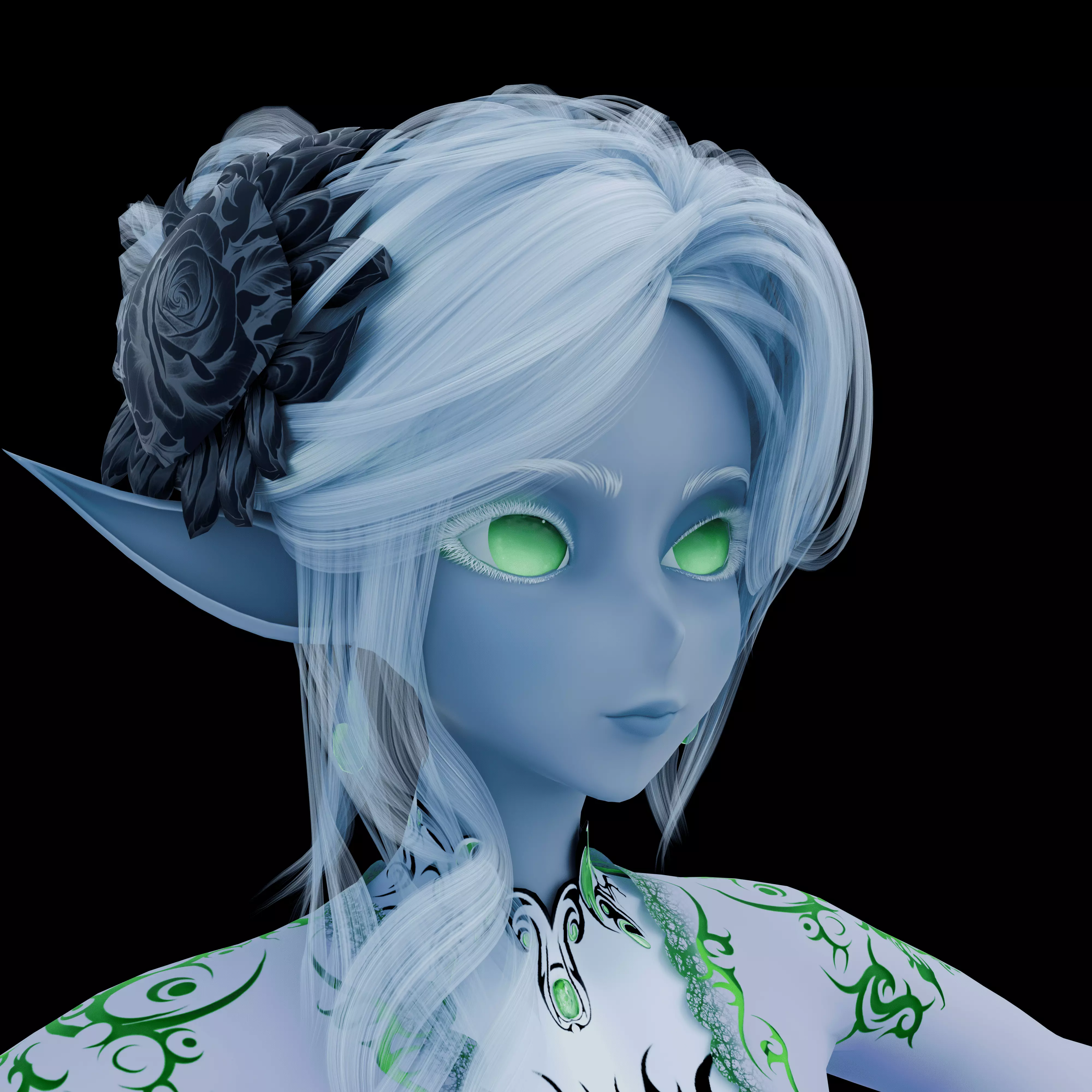 Girl Dark Elf Low-poly 3D model