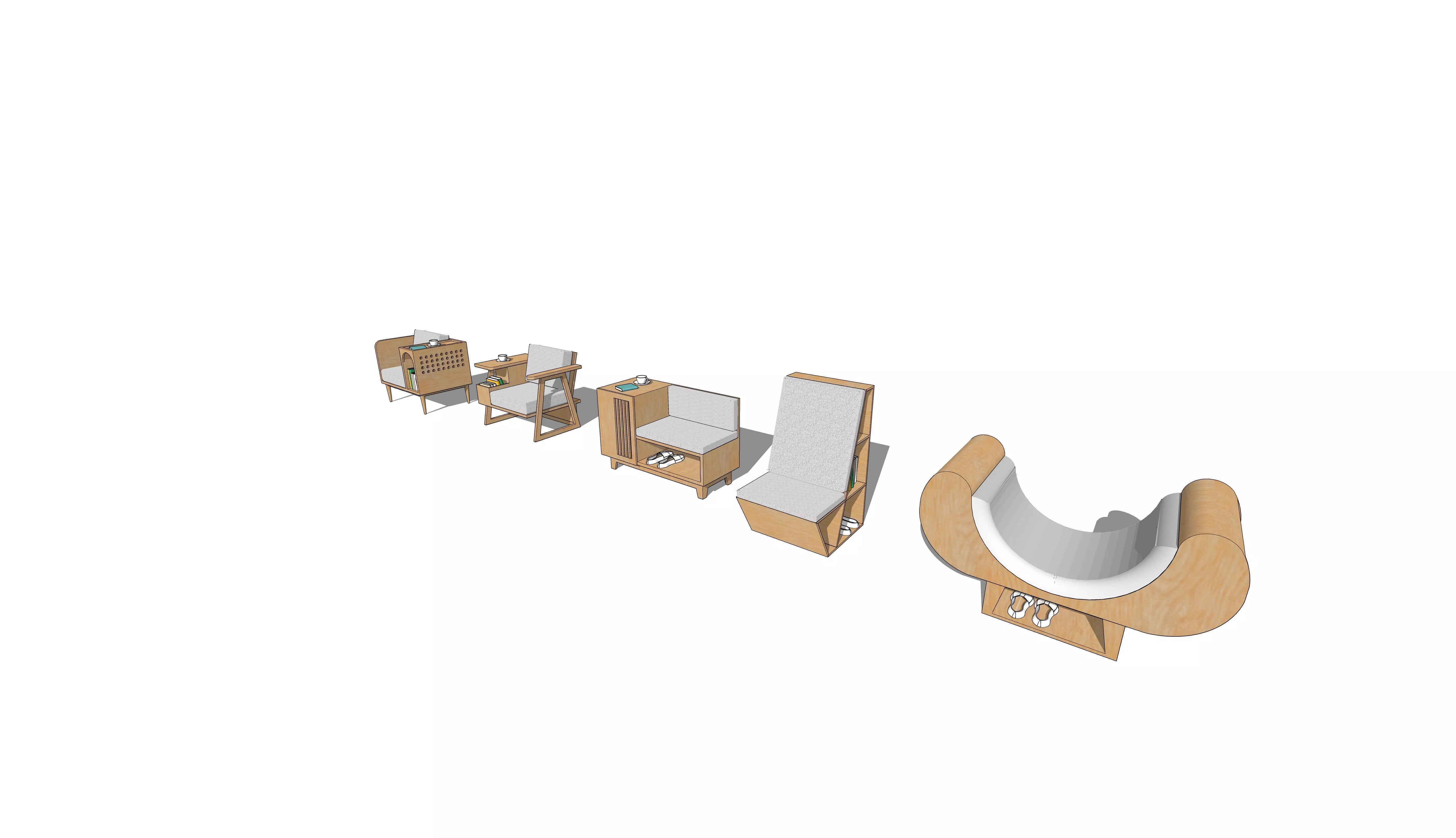 Modern Chair Cabinet 3D model