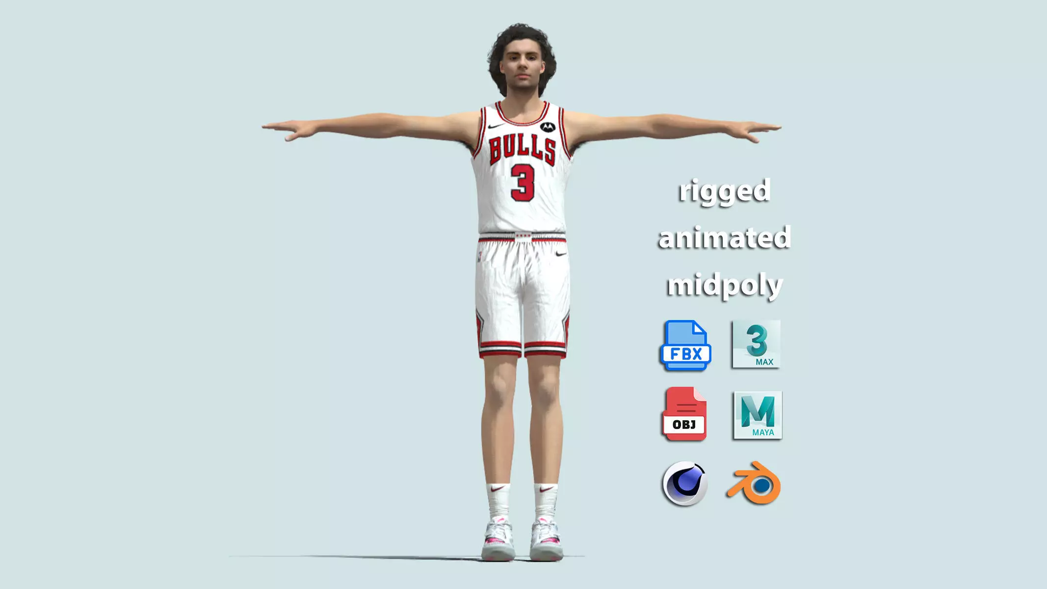 T-Pose Rigged Josh Giddey Chicago Bulls 3D model