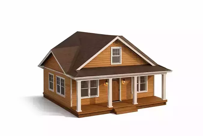 Low Poly Cute Summer Family House Exterior Residential Model