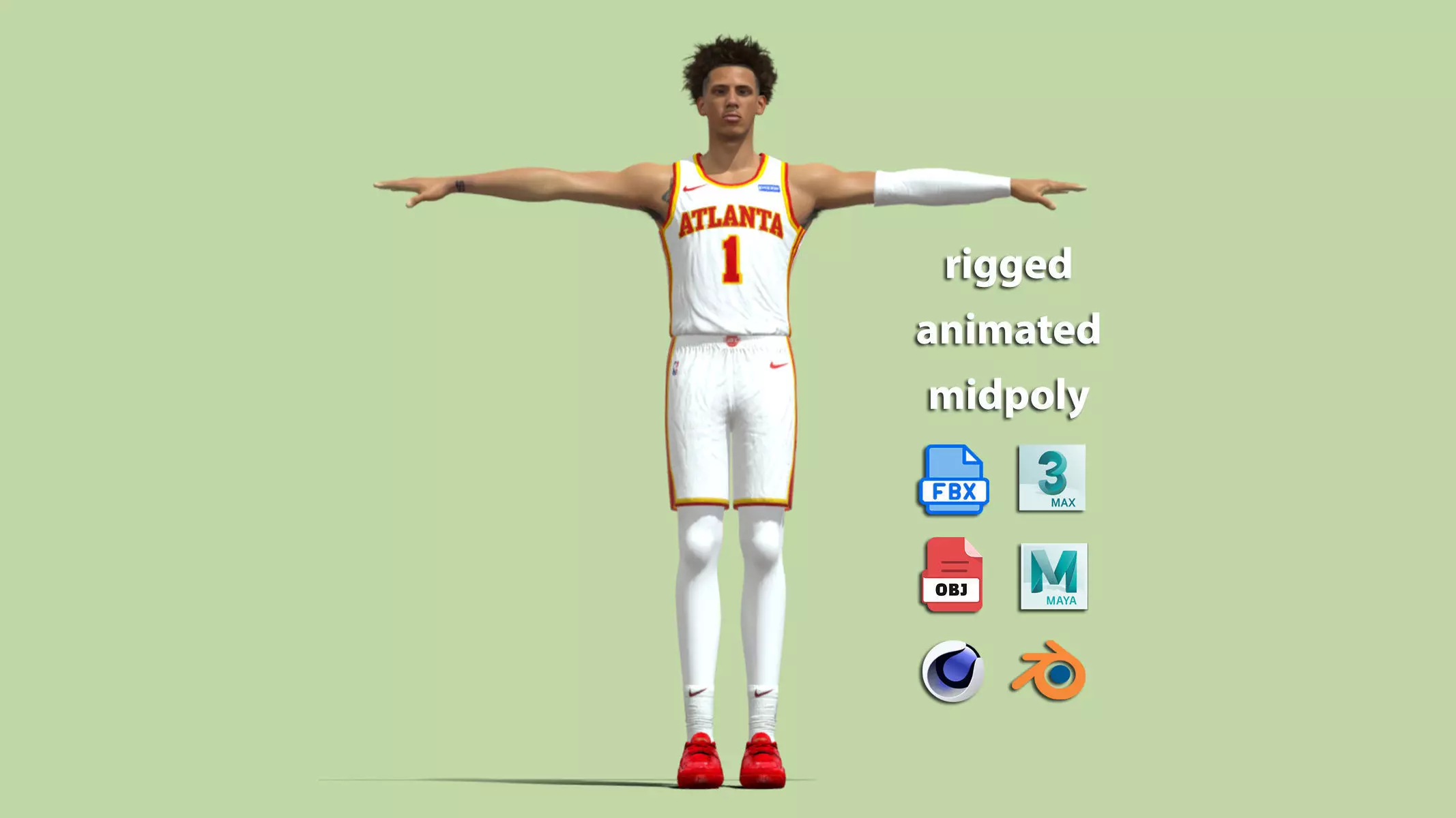 T-Pose Rigged Jalen Johnson Atlanta Hawks NBA 3D model