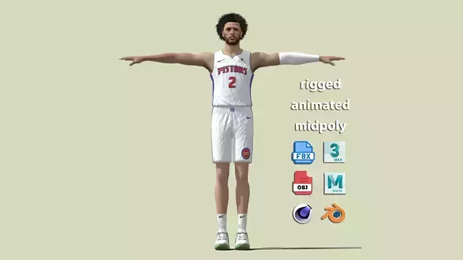 T-Pose Rigged Cade Cunningham Detroit Pistons NBA