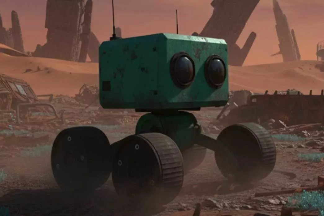 Stylized Robot 3D Model With Wheels Low-poly 3D model