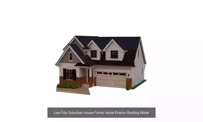 Low Poly Summer Suburban Houses Pack 8 Modern Porch Homes 4