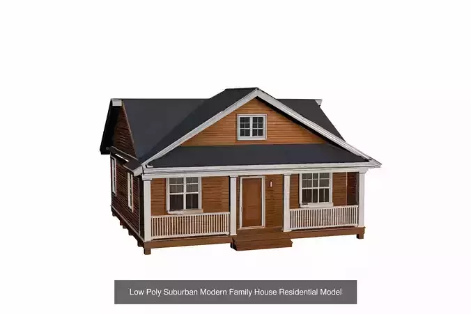 Low Poly Summer Suburban Houses Pack 8 Modern Porch Homes 6