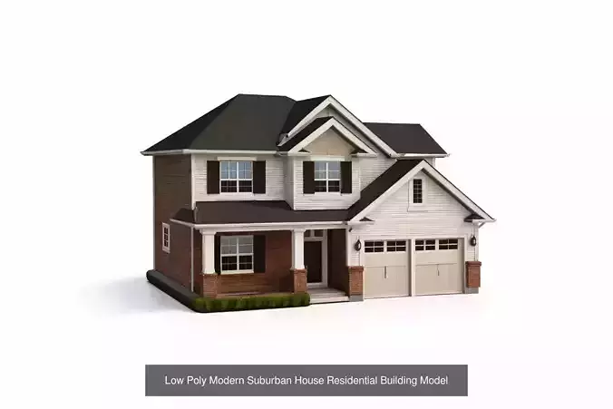 Low Poly Summer Suburban Houses Pack 8 Modern Porch Homes 2