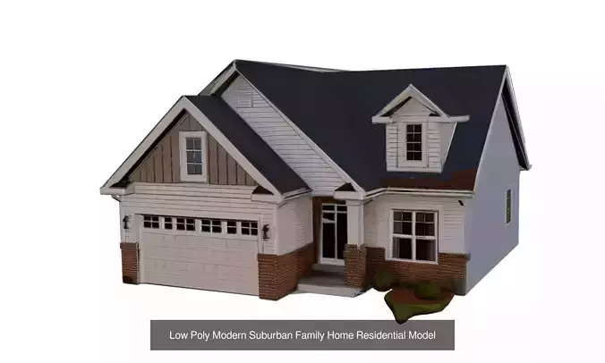 Low Poly Summer Suburban Houses Pack 8 Modern Porch Homes 5