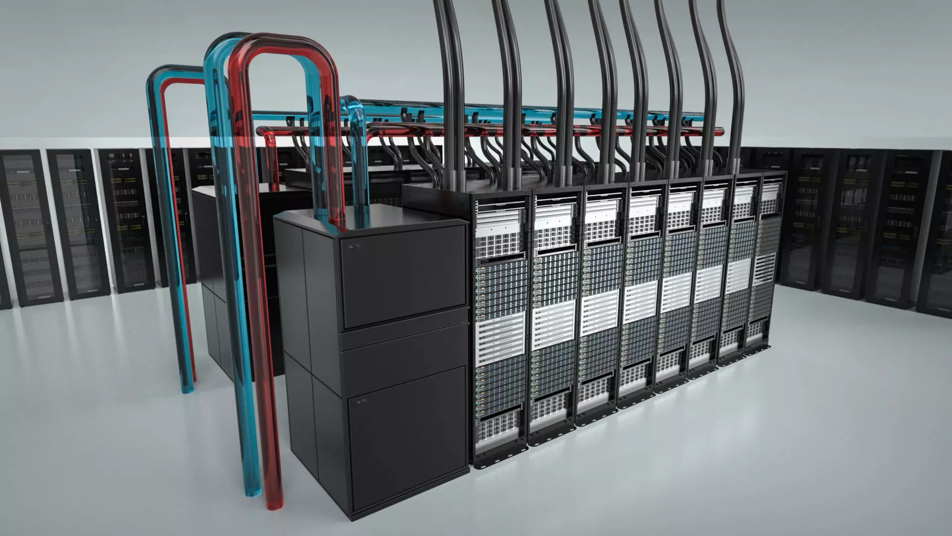 AI Data Center Liquid Cooling Cluster Rack System with PBR 3D model