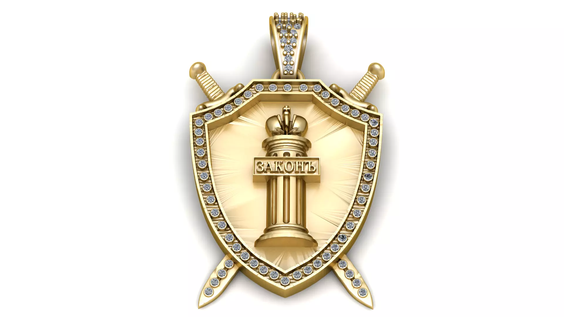 Diamond Shield Sword Gold Pendant 3D print model