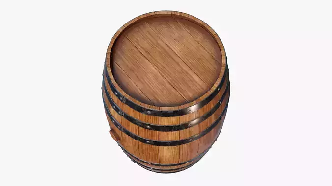 Wooden Barrel 02 3D model 6