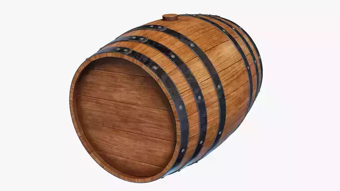 Wooden Barrel 02 3D model 2